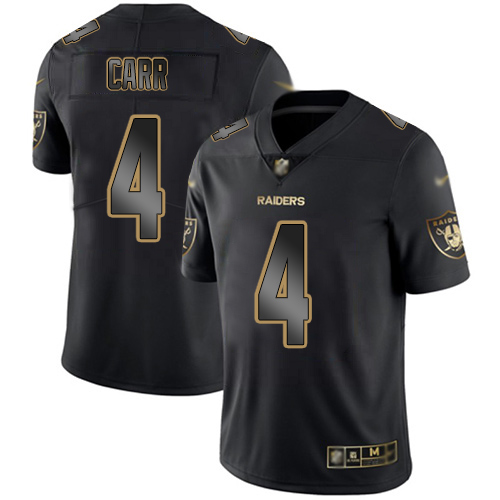 Men Oakland Raiders Limited Black Gold Derek Carr Jersey NFL Football #4 Vapor Untouchable Jersey